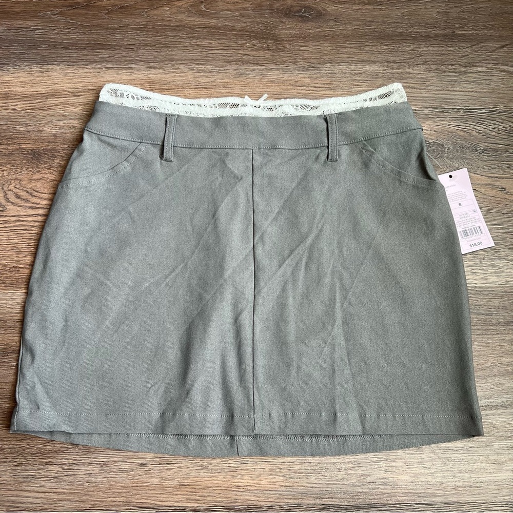Women's Peek-a-Boo Lace Mini Skirt - Wild Fable™ Gray S: High Rise